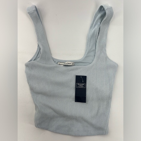 NWT Abercrombie and Fitch baby blue ribbed square neck sweater tank top size XS - Picture 3 of 6